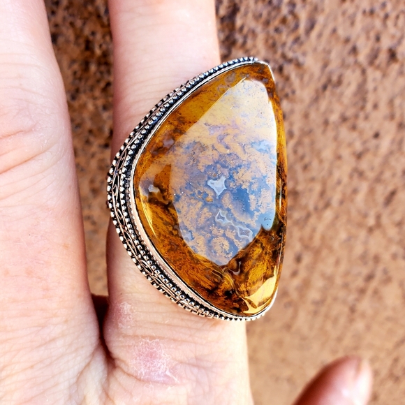 New Seam Agate 925 Silver Ring. - Picture 13 of 16